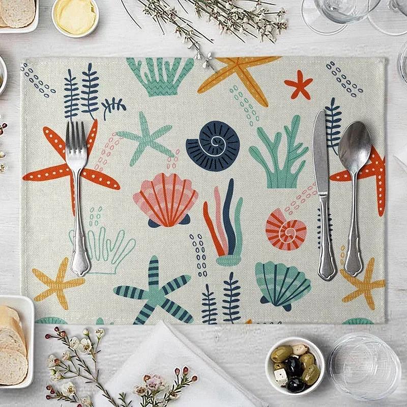 1PC Tiger Lion Place Mat Cartoon Animal Pattern Table  Creative   For Wedding Kitchen Decor Marine Life Placemat