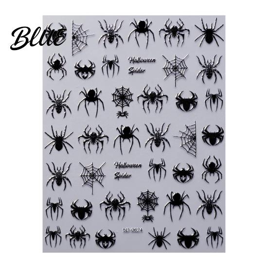 Halloween Nail Stickers Art Stickers 3D Embossed Skeleton Hand Pumpkin Bat Professional Salon Accessories Black Decals Self-Adhesive Manicure