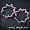 Leeker Korean Style Purple White Pink Beads Hoop Earrings For Women Sweet Romantic Beach Jewelry Boho Earrings Trend 372 Lk6