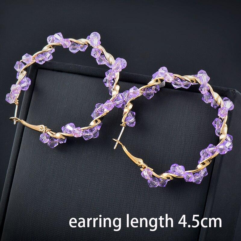 Leeker Korean Style Purple White Pink Beads Hoop Earrings For Women Sweet Romantic Beach Jewelry Boho Earrings Trend 372 Lk6