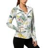 Women's Lightweight Zip-Up Hoodie with Hood and Pockets Hawaiian Print Long Sleeve Sun Protection Jacket for Outdoor Activities