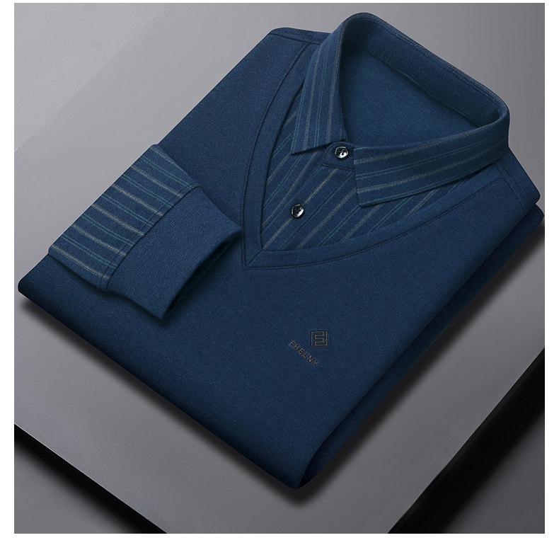 Men's Woodpecker Two-Piece Sweater Shirt, Plus Velvet, Thick Knitwear for Autumn/Winter.
