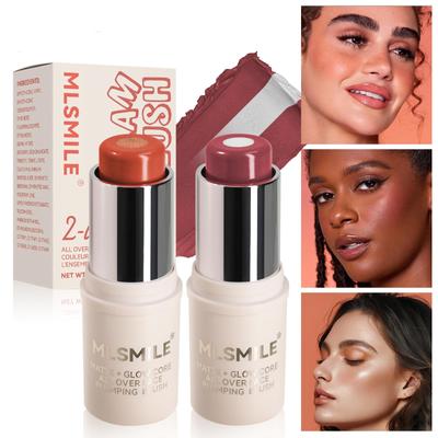 7-farbiger Sandwich-Rouge-Stick, natürlich aufhellender und leicht zu pigmentierender Highlight-Stick, zweifarbige Rouge-Creme