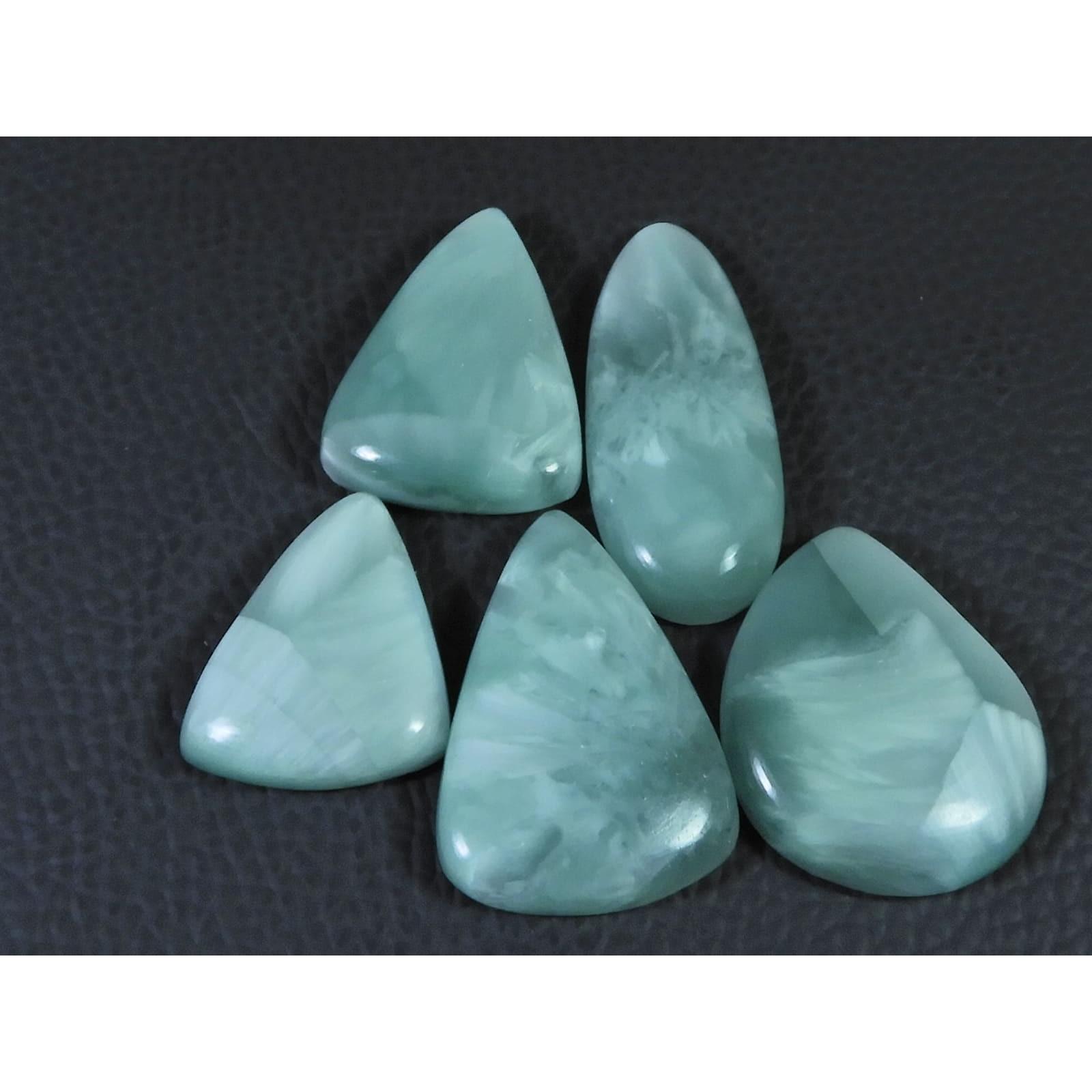 150Cts. Natural Green Hemimorphite Fancy Cabochon Loose Gemstone 05 Pcs Lot C-1589