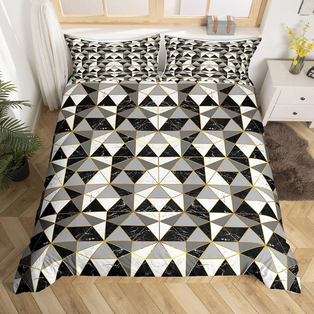 Comforter Geometric Triangle Geometry Patchwork Bedding Set Twin Geometry Art Stripes Diamond Comforter For Kids Boys