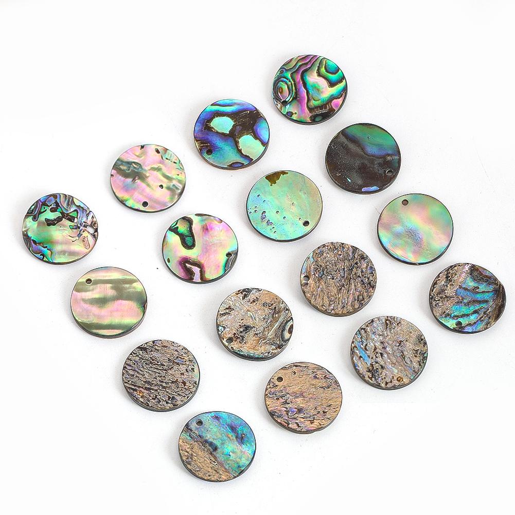 2Pcs 15Mm Natural Abalone Shell Disc Flat Round Loose Beads Coin Colorful Shell Do-It-Yourself Wind Chimes Pendant Crafting Jewelry Making