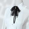 Fashion Black Lace Ribbon Bow Tie Pearl Pendant Brooch Women Shirt Collar Clothes Necktie Decoration Accessories