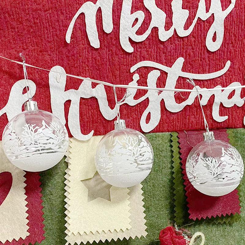 6 Stücke 6cm Weihnachten PVC Glaskugeln Schnee Ball Hängende Verzierung Weihnachtsbaum Dekor