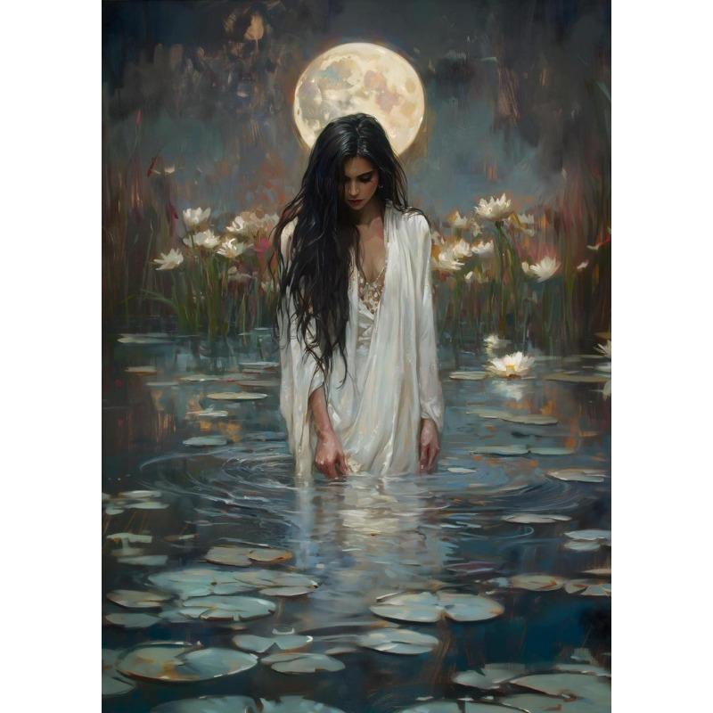 Victorian Style Witch Moon Goddess Dark Academy Retro Posters Prints Canvas Painting Wall ArPicture Living Room Home Decor