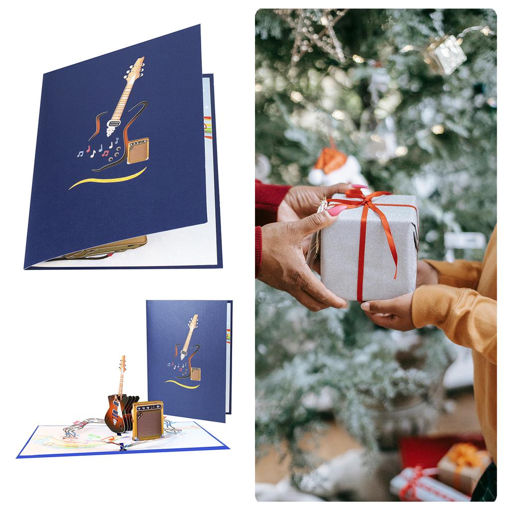 Kreative Gitarre 3D Popup Grußkarte Handgemachte Papierkunstbedarf Dekoration für Musikbegeisterte Jeder Anlass