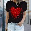 Women Summer T Shirt  Print Red Love Short Sleeve Tees Casual   Printed  Tops