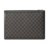Gucci [23 Early Spring New Style] Ophidia Double G Silver Label Logo Zipper Closure Canvas and Leather Trim Clutch Regular Men's Gray
