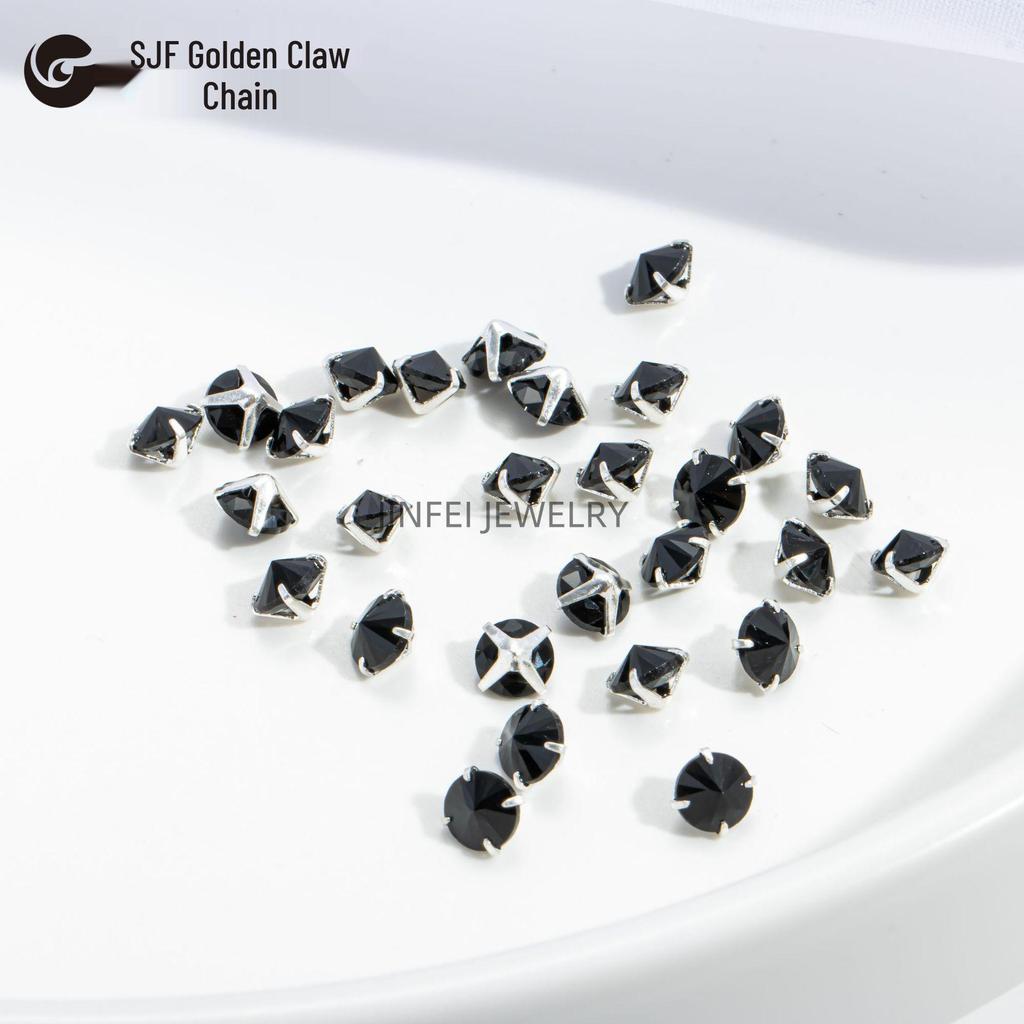 Round & Reverse Four-Prong Zircon Single-Prong DIY Phone Chain Jewelry & Clothing Accessories (3/4/5)