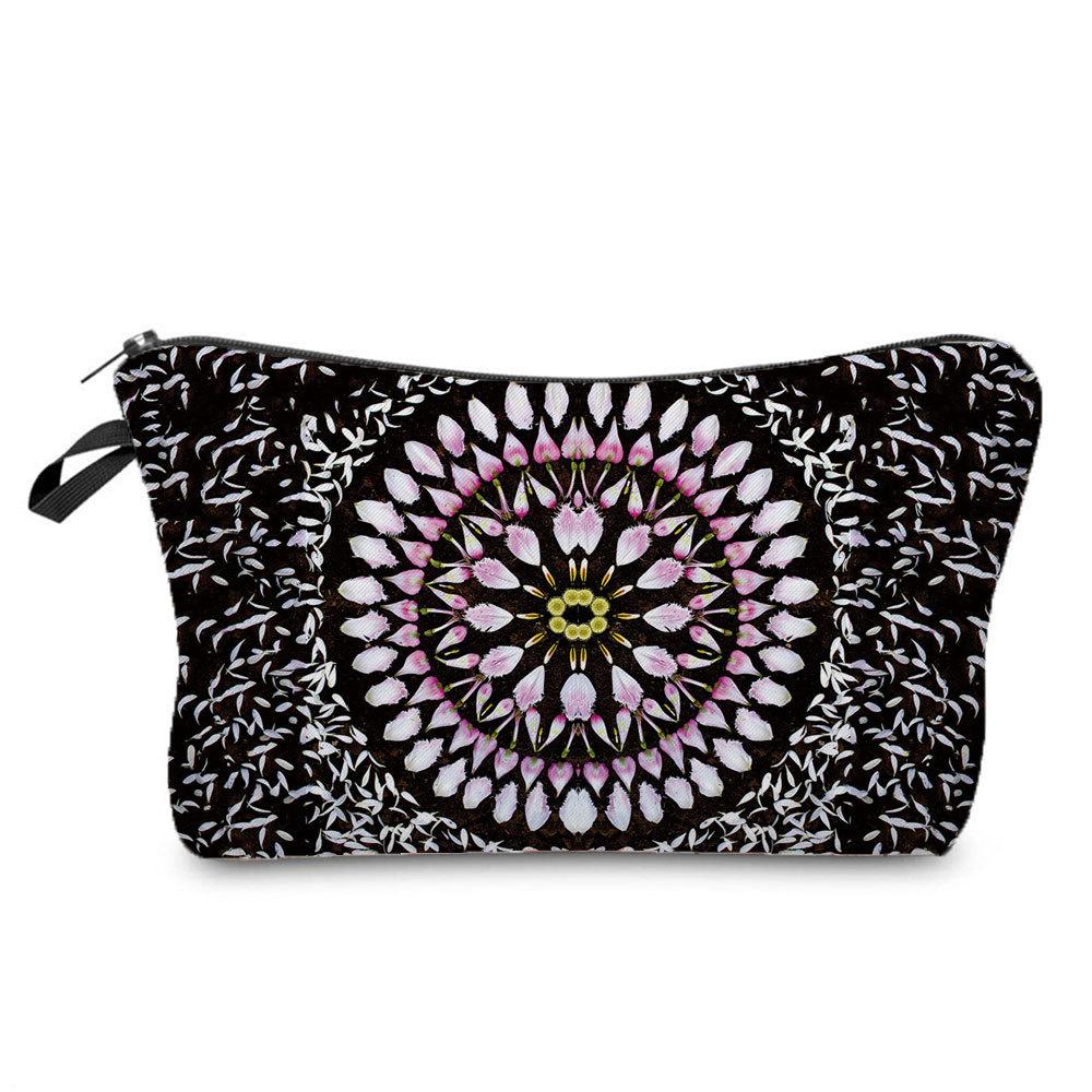 Women Datura Flower Print Cosmetic Bag Toiletries Organize Travel Storage Case 6671