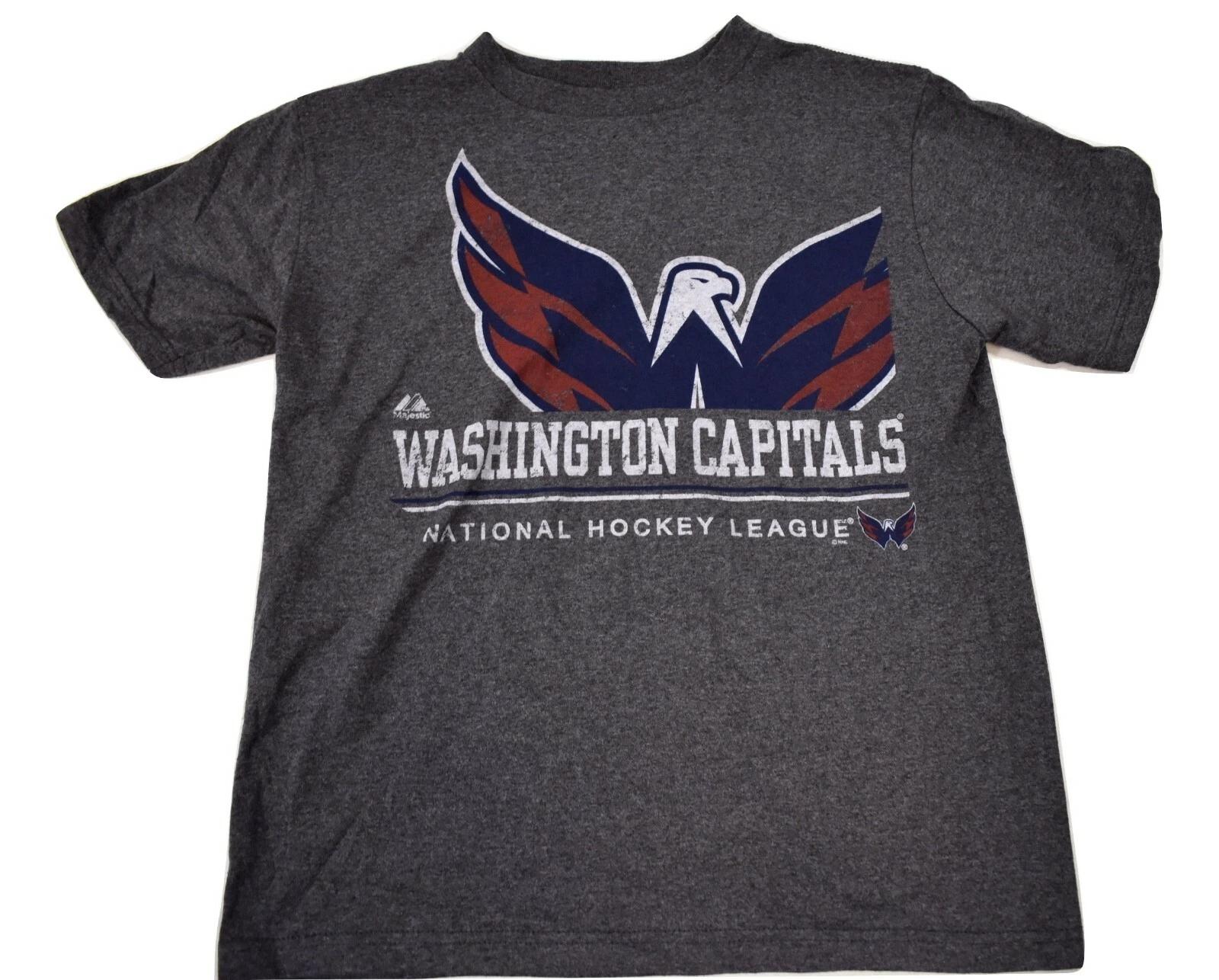 Majestic Youth Boys NHL Washington Capitals Hockey Shirt NWT M 4XL