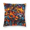 Orange Blue Graffiti Pillowcase Polyester Linen Velvet Printed Zip Decor Throw Pillow Case Bed Cushion Cover