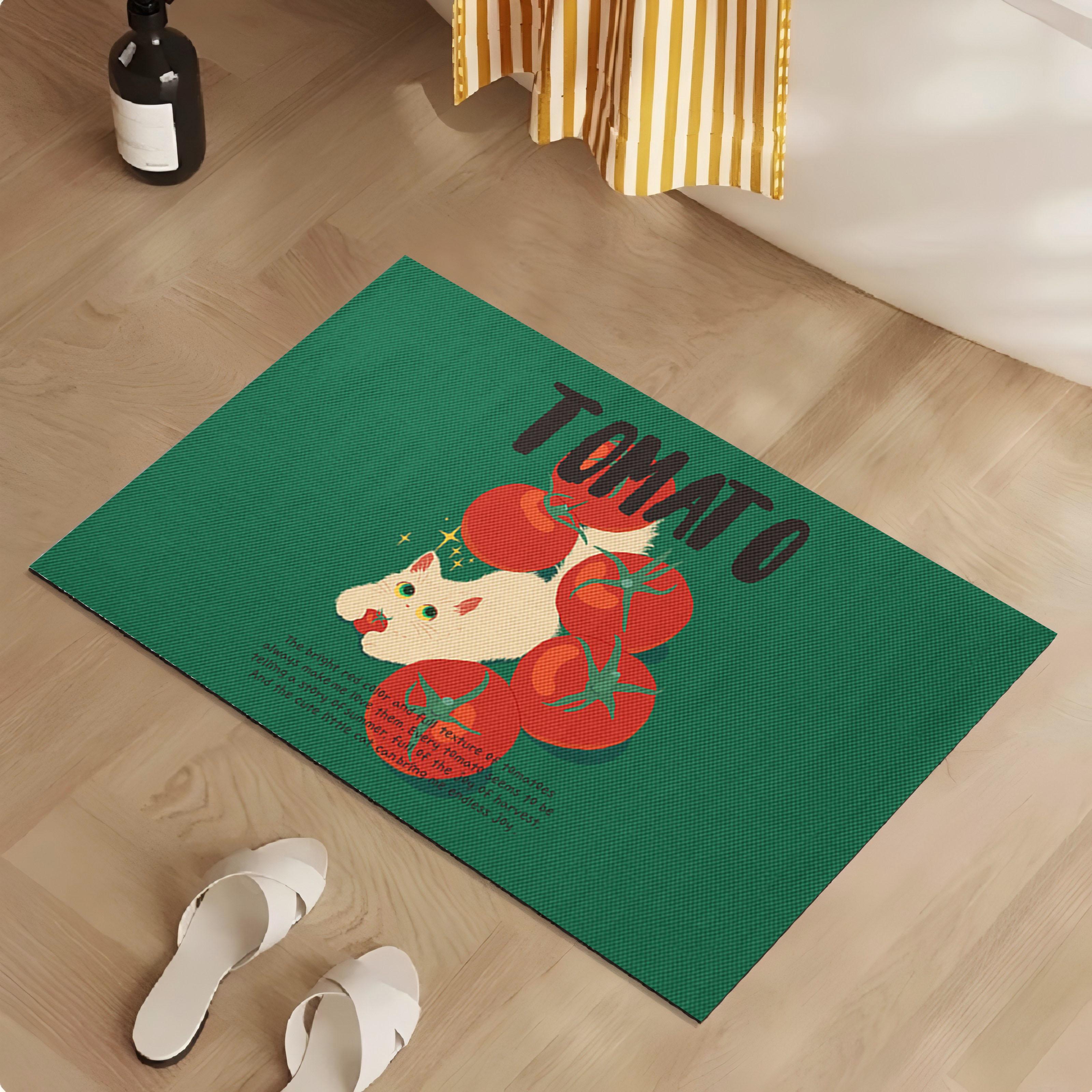 

VIKAMA Cartoon Tomato Cat Carpet, Bathroom Anti-slip Absorbent Floor Mat, Entrance Door, Foamy Carpet, Home Decoration 40X60CM(1.3X2FT