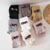 Lovely Baby Girls Trousers Solid Color Cartoon Trousers Knit Side Bowknot Trim Leggings Soft Warm Spring Autumn Cotton Tights