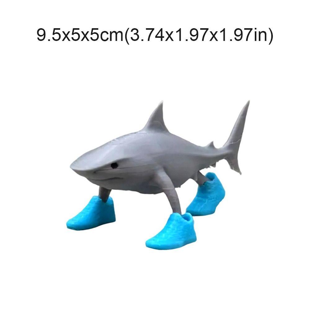 Desk Decor Shark Figurine Toy 3D Printed Shark Meme Figurines  for Colleagues and Friends