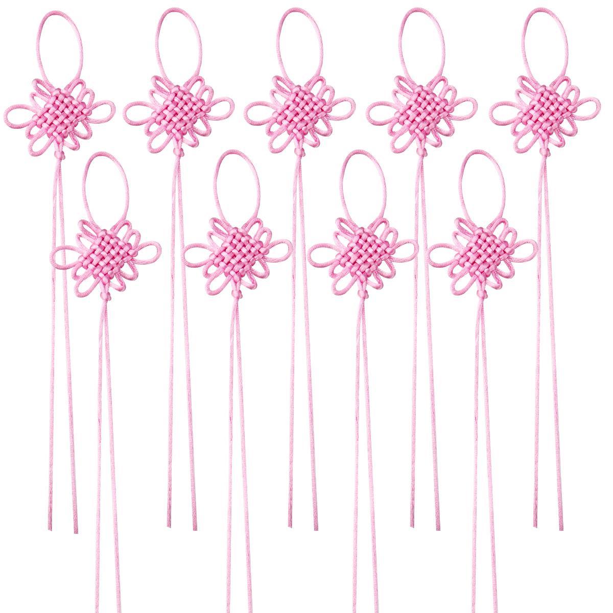 

10Pcs Colorful Chinese Knots Polyester Chinese Knots Fortune Tassels For New Year s Gifts Spring Festival DIY Crafts Decoration розовый