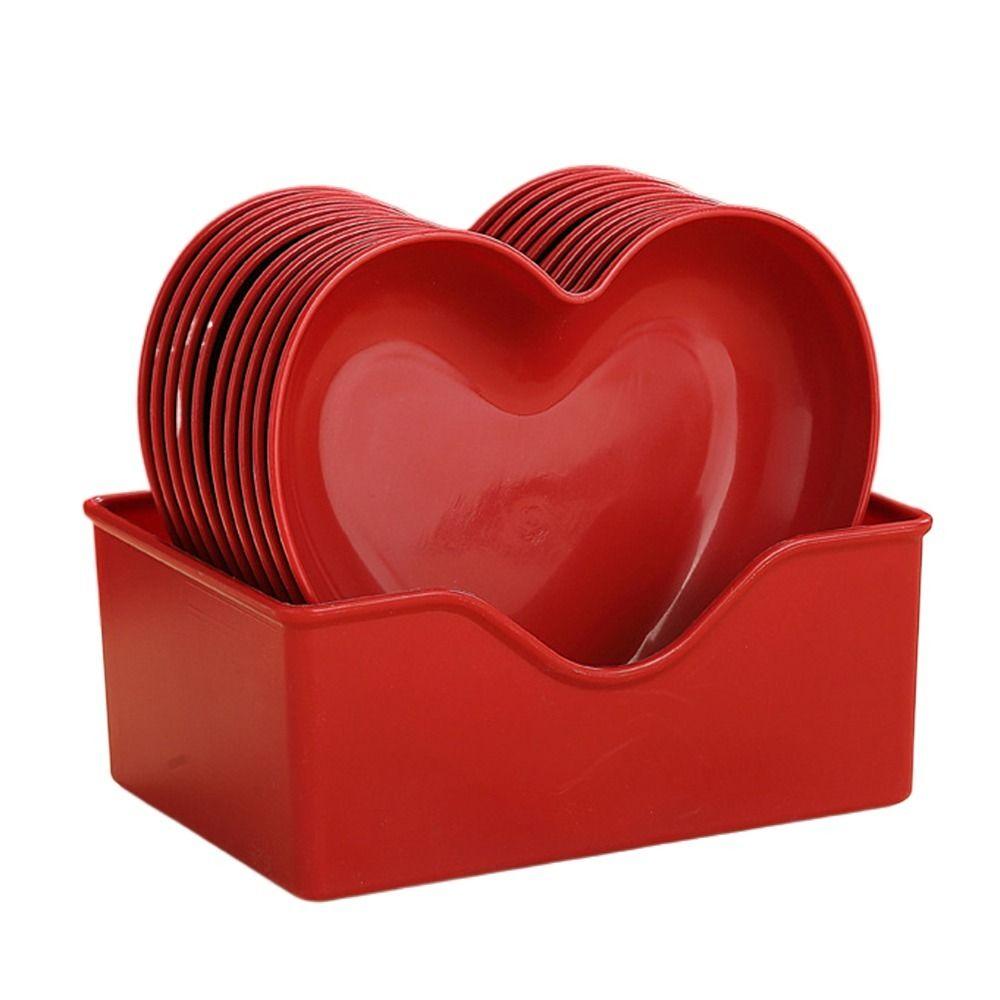 5/10Pcs Creative Love Fruit Plate Heart-shaped Nut Love Plate Red Love Plate  Home Party Use