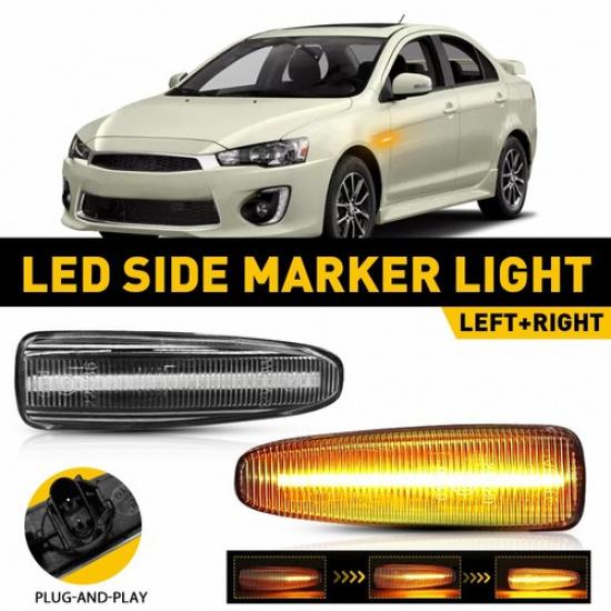 Sequential Amber LED Front Side Fender Light For Mitsubishi Lancer EVO Outlander
