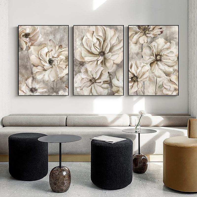 Scandinavian Modern Kapok White Flower Canvas Paintings Nordic Style Prints and Poster Wall Art Pictures for Living Room Home Decor No Frame