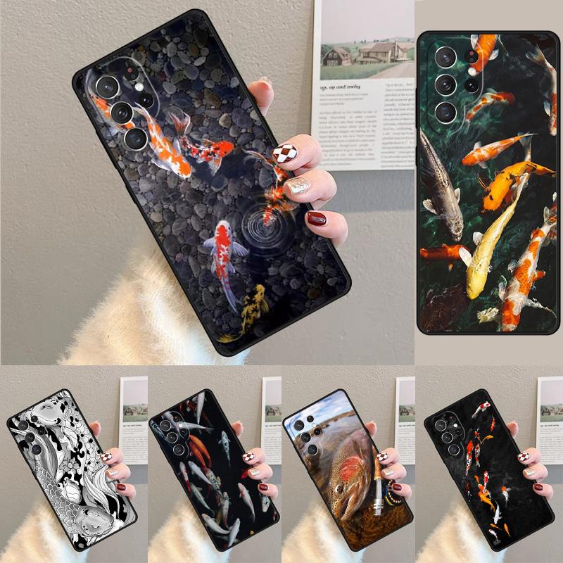 Japanese Koi Fish Art Silicone Phone Case For Samsung Galaxy Note 10 Pro S26 S25 S24 S23 S22 S21 Plus S25Ultra Capa Cover