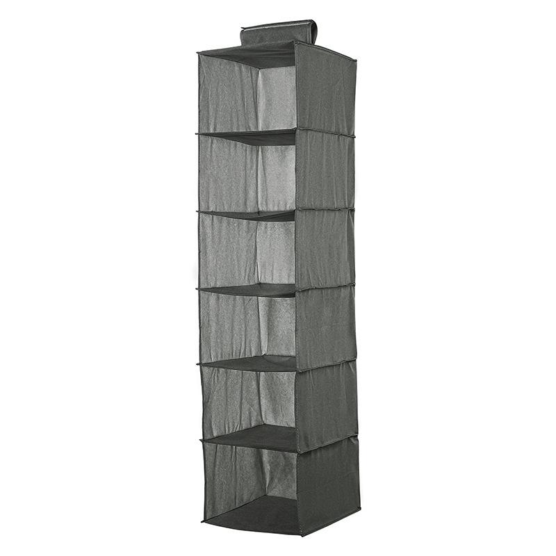 

6 Layer Shelf Closet Hanging Clothes Shoes Storage Rack Organizer Hanger Pocket темно-сірий колір
