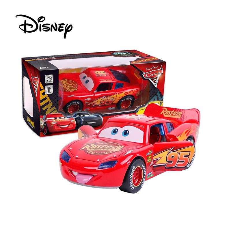Disney Pixar Carros Relâmpago McQueen Edição Som e Luz Carro de fricção de porta dupla 1:32 Veículos Diecast Carro de Liga Brinquedos Presentes