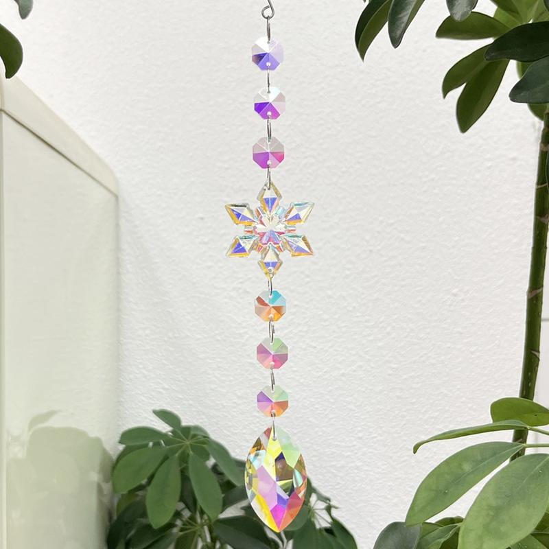 Crystal Decoration Pendant Acrylic 6Pieces Christmas Ornaments Crystal Ornament Winter Ricicle Drop Glitter Rainbow Car Pendants