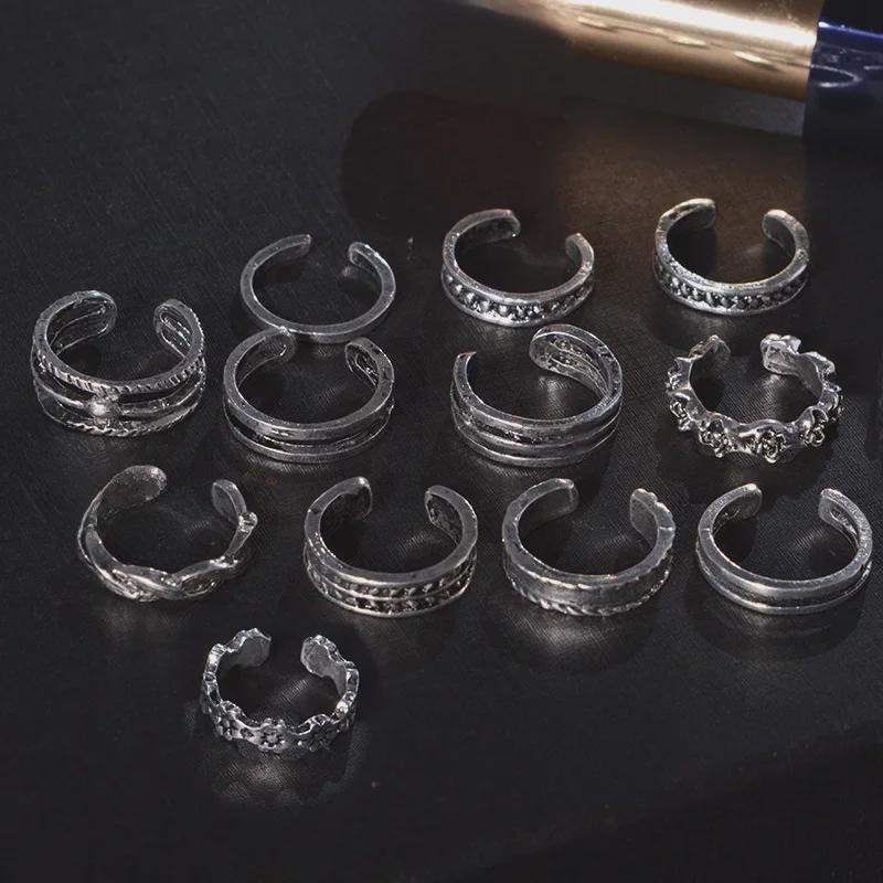 European & American Carved Hollow 12-Piece Foot Ring Jewelry Set
