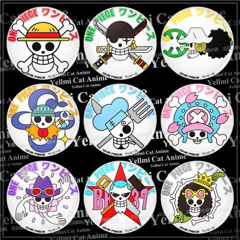 Badge Anime Pin Backpack Charm Portable Mirror Fridge Magnet Jolly Roger Luffy Zoro Nami Sanji Chopper Robin Franky