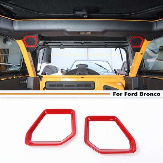 For -2024 Ford Bronco ABS Red Interior Rear Trunk Roof Speaker Cover Trim 2P
