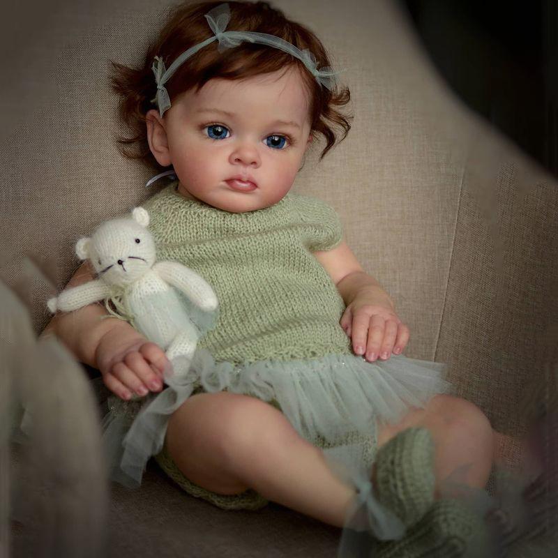 

55СМ Реалистичная Кукла Реборн Ультрареалистичная 3D Живая Кукла с Ручной Пересадкой Волос Коллекционная Виниловая Кукла для Подарка зелёный