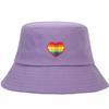 Regenbogen-Herz-Stickerei Fischerhut Mit Sonnenschutz Für Draußen Lässig Damen