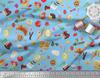 Soimoi Japan Crepe Satin Fabric Fruits,Bread & Donut Food Decor Fabric Printed metre 42 Inch