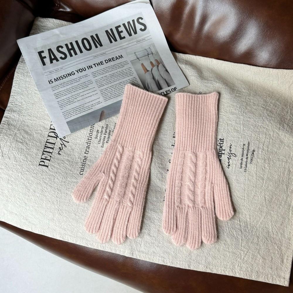 Touch Screen Wool Gloves Solid Color Ski Gloves Full Finger Gloves  Winter Outdoor Activities