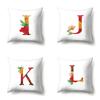 Polyester Pillowcase Watercolor Flowers Car Decoration Print 26 English Letters Home Cushion Cover