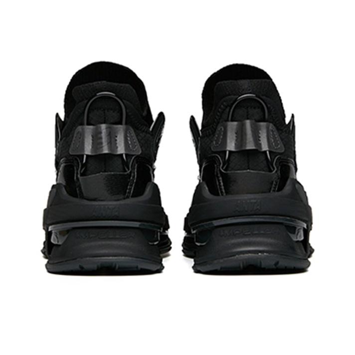 Anta At91 Tessuto Pelle Sintetica Assorbimento degli Urti Antiscivolo Resistente all'Usura Scarpe da Corsa Basse Scarpe da Corsa da Donna Nere 122148851-2