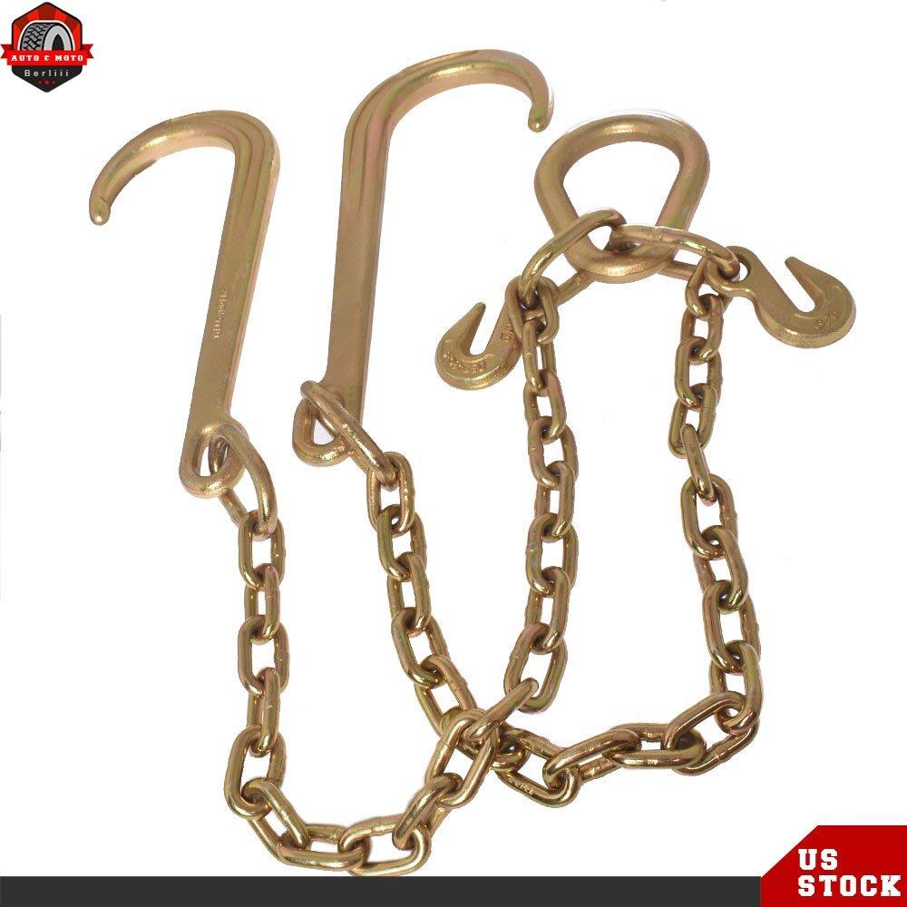 Tow Chain J-hooks V-chain Flatbed Truck Rollback Wrecker Carrier 5/16  X 2  G70