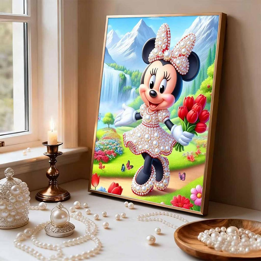 Disney Pearl Painting Minnie Mountain Flower Sea Waterfall Creative Art 5D Pearl Embroidery Cross Stitch Kit Handmade DIY Home and Room Decor Gift