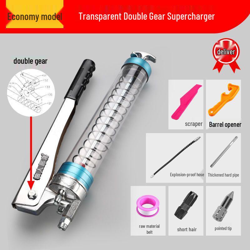 

Double Gear Transparent High-Pressure Manual Butter Gun for Cars and Excavators with Self-Priming Feature