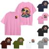 Women's Round Neck Fashionable Loose Hawaiian Print Short Sleeves