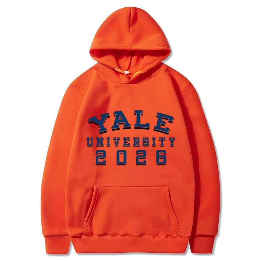 Yale University School Uniform for Autumn and Winter  Classic Solid Color Hoodie Daily Casual Fashion Long Sleeve Warm Hoodie