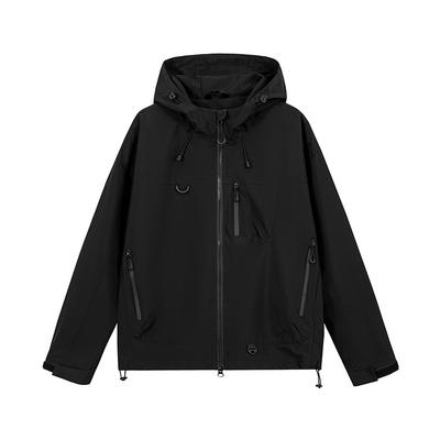 Americká retro kontrastní horská bunda Multi-zip design Bunda s kapucí Outdoorová voděodolná turistická bunda