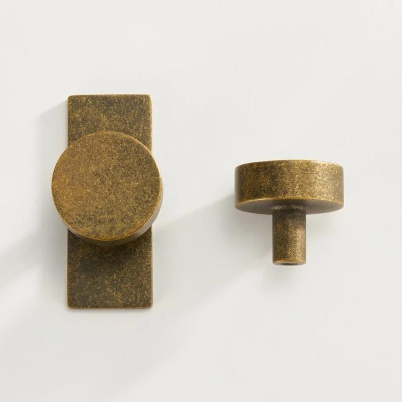 Brass Solid Brass with Vintage Treatment Round Decorative Bottom Board Cabinet Furniture Doors Knobs