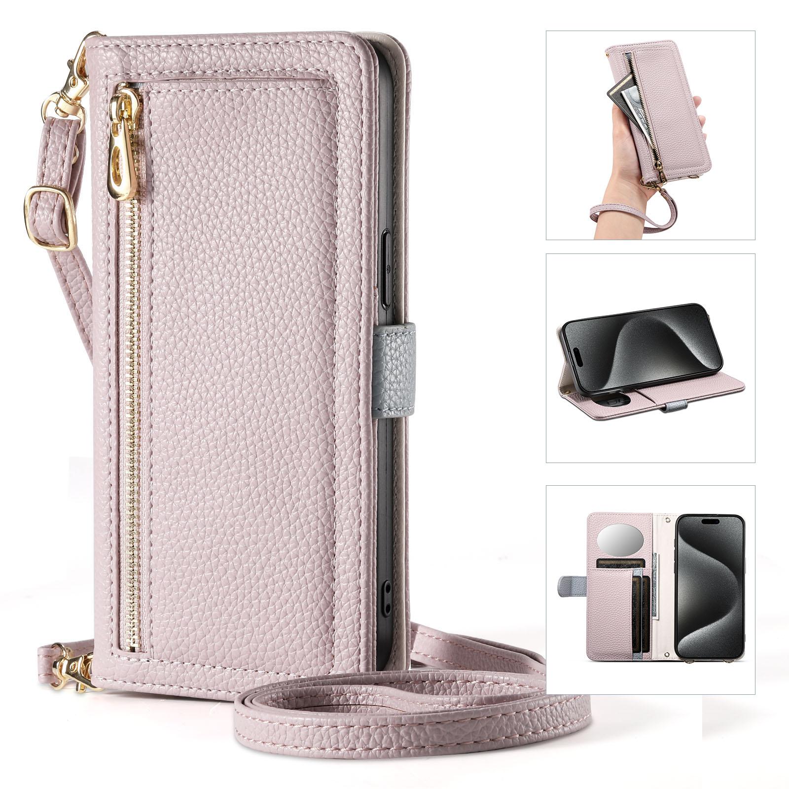 

Crossbody Zipper Card Solt Wallet Leather Case For Samsung Galaxy S25 Ultra S24 Plus S23 A56 A26 A36 A16 A54 A14 A24 Book Cover Galaxy S23+ світло-фіолетового кольору