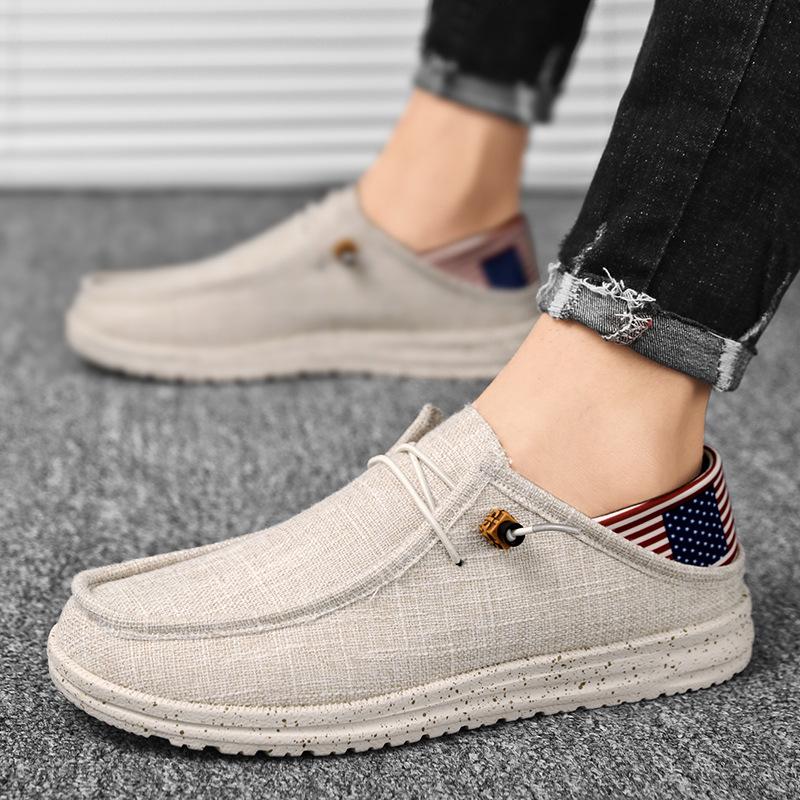 Foreign Trade Large Size 48 Loafers Men's Canvas Casual Shoes Two Men's Shoes One Pedal Driving Lazy Shoes Half Drag