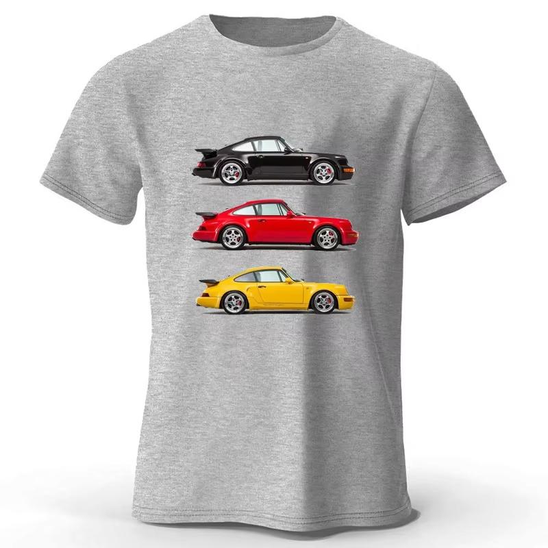 Car Racing Classic Graphic T-Shirt Short Sleeve Cotton Tee Oversized Tops Summer Harajuku Streetwear Men's Clothing